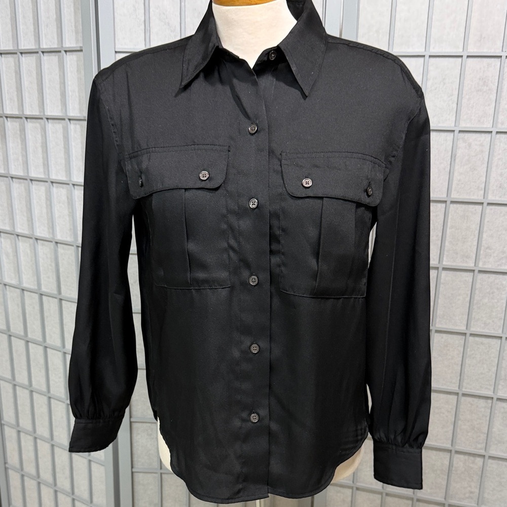 Women’s Black Button-Up Shirt, Size Small